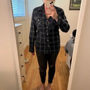 Green and blue lightweight flannel shirt